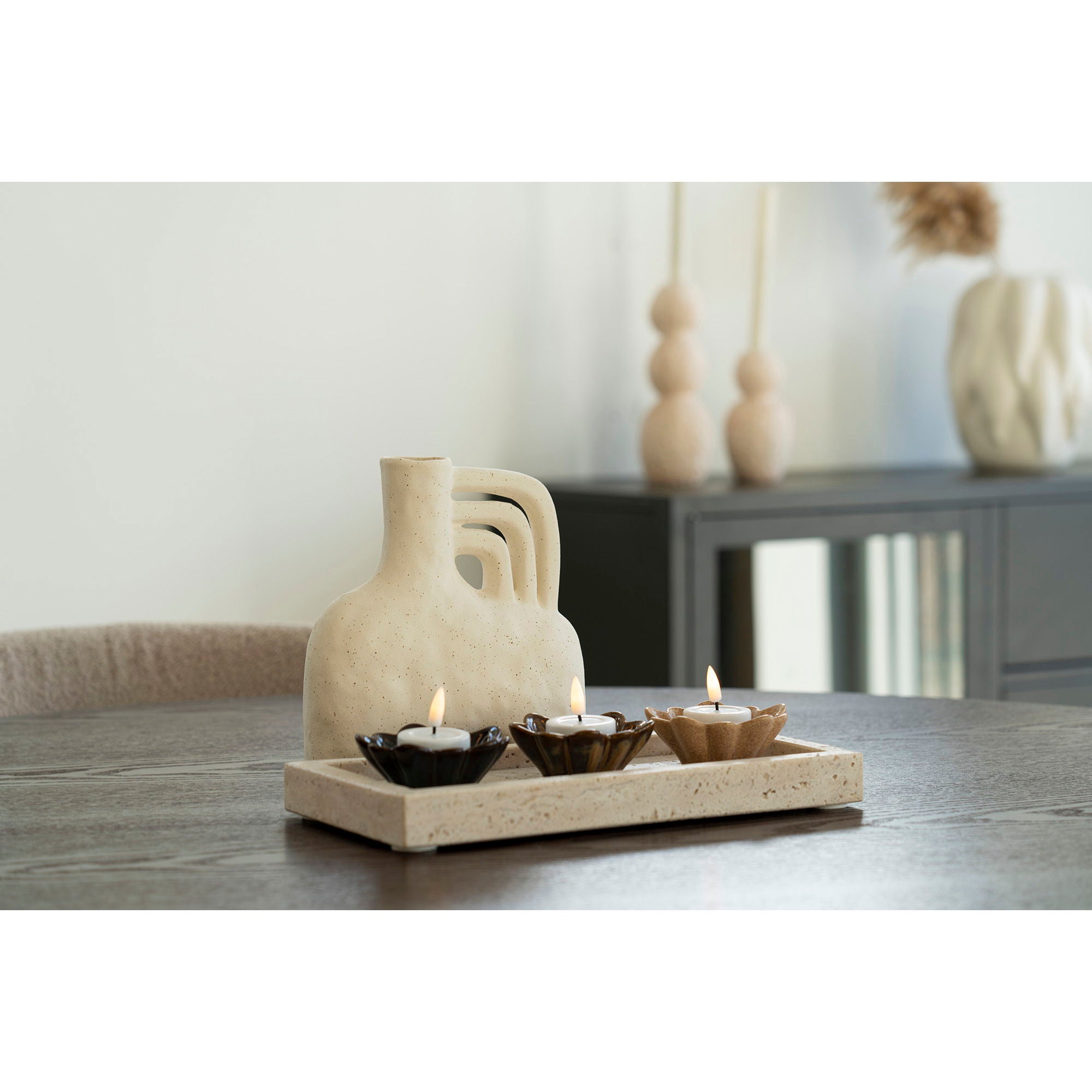 Vase „Arco“ – Keramik, beige, 18,5×8×19,5 cm